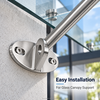 Connecteur de fixation pour tringle de tension en acier inoxydable 304 pour auvent en verre mural, idéal pour système de pergola extérieure en verre