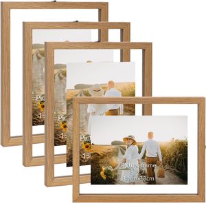 Cadres <span class=keywords><strong>photo</strong></span> flottants en bois naturel Cadre flottant Tenture murale Double verre <span class=keywords><strong>Famille</strong></span> Flotteur Cadre <span class=keywords><strong>photo</strong></span> Affichage Bois d'origine - Product Image 1