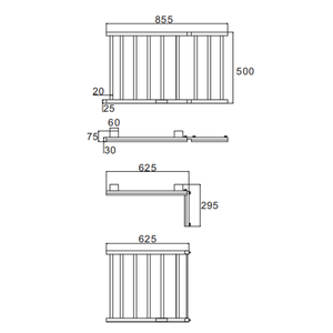 Scaldasalviette da Hotel 50x65,5cm con Mensola Pieghevole, 6 Barre in <span class=keywords><strong>Acciaio</strong></span> Inox 304, Nero Opaco - Product Image 3