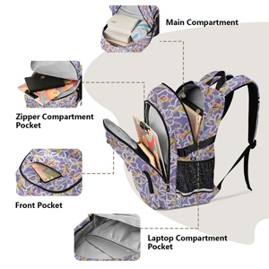 37L Custom Design Lavender Flower Polyester Student College Bag Waterproof Laptop <b>Backpack</b> Girls <b>Backpack</b> with Luggage Belt - Product Image 5
