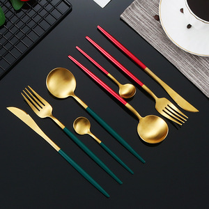 Juego de Cubiertos de Acero Inoxidable 304, Cuchillo, Tenedor y Cuchara, 4 Piezas, Caja de Regalo, Color Sólido, Vajilla Occidental - Product Image 4