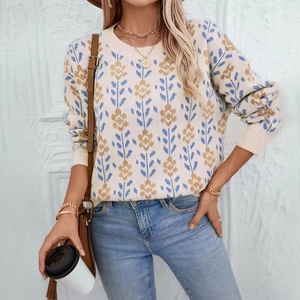 Offre Spéciale dames Floral Jacquard <span class=keywords><strong>pull</strong></span> <span class=keywords><strong>pull</strong></span> à manches longues tricots pour l'automne Style décontracté avant <span class=keywords><strong>pull</strong></span> en tricot <span class=keywords><strong>fait</strong></span> à la <span class=keywords><strong>main</strong></span> - Product Image 4