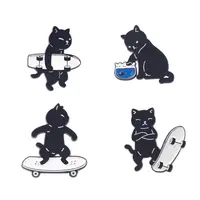 Pin de Snowboating de gatos geniales para niños, broches de animales de dibujos animados, Jeans, mochila, insignia