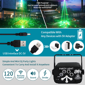 Projecteur laser disco DJ WUZSTAR, lumière LED, batterie, mini, 8 trous, 120 motifs, scène DJ, stroboscope, lumières de fête pour KTV, club, <span class=keywords><strong>Lasercube</strong></span> - Product Image 4