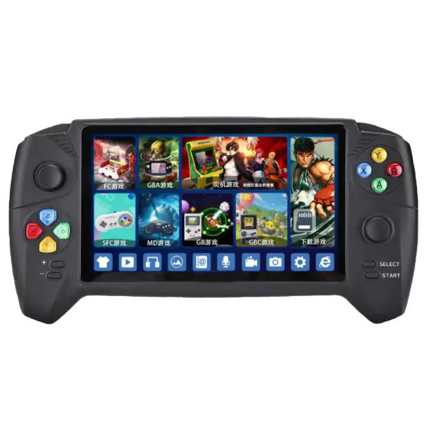 Vente chaude RS-08 16G double bâton rétro jeu vidéo d'arcade double portable 7 pouces HD portable console de jeu TV portable