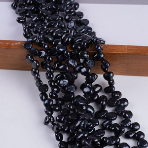 Chaîne de perles d'eau douce naturelles baroques de 7-8 mm, blanches et roses, faites à la main, pour bijoux DIY, vente en gros - Product Image 3