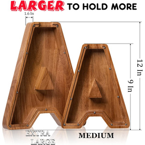 Alfabeto di grandi dimensioni in legno salvadanaio scatola di risparmio di denaro iniziale <span class=keywords><strong>B</strong></span> salvadanaio <span class=keywords><strong>per</strong></span> i bambini con il modello di numero di moneta <span class=keywords><strong>banca</strong></span> <span class=keywords><strong>per</strong></span> la conservazione - Product Image 2