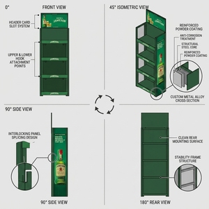 Présentoir de sol en métal personnalisé pour bière, cidre, rhum, vin – Étagère de présentation de point de vente avec en-tête – Vente en gros, ODM, OEM - Product Image 3