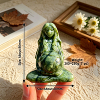Patung Dewi Gaia dari Batu Serpentine Alami, Ukiran Tangan, Kerajinan Kristal, Dekorasi Meja Rumah