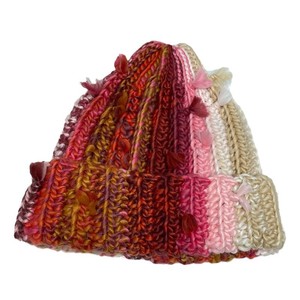 Niche Design coloré gland fil de laine chapeau d'hiver femmes Protection des oreilles contraste couleur tricoté sucette chapeau arc-en-ciel froid bonnet - Product Image 5