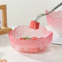 Ensemble de saladiers en verre et plastique enduit de rose Waxberry, design minimaliste et écologique pour mariage