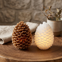 Bougie LED sans flamme en cire de paraffine sculptée en forme de pomme de pin - Décoration écologique pour la maison - Ornement de Noël