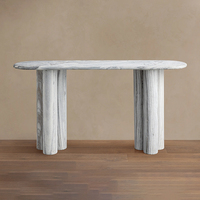 Console de hall de villa de luxe Dream Home à trois piliers, avec plateau allongé à coins arrondis, options en marbre vert et gris