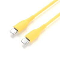 Cables de Tipo-C a Tipo-C, USB-C a USB-C, Cable de Carga Rápida de Silicona Amarilla, Junta Reforzada Anti-Rotura