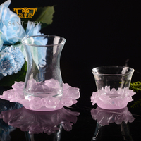 Vajilla de Vidrio Reutilizable de Lujo con Grabado de Cristal de la Serie Rose de SAINT-VIEW, Taza para Café, Jugo de Frutas y Té, con Logotipo Personalizado para Restaurante