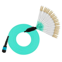Kabel patch serat optik MPO ke LC kabel Fanout OM3 kabel patch Multi Female