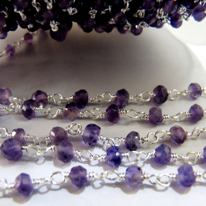 Amethyst Rondelle Faceted Size 3-4mm Beaded <b>Rosary</b> Chain - Product Image 1