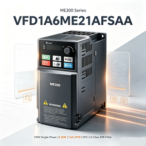 Nuevo Convertidor de Frecuencia Original ME300 220V Monofásico 0.2kW 1.6A VFD1A6ME21AFSAA con Freno Integrado STO para Minihusillos - Product Image 1