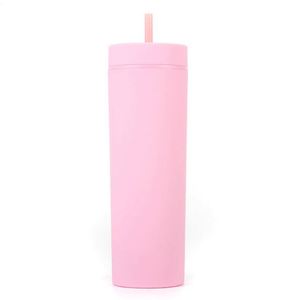 Gobelets en acrylique de 16oz Gobelets mats à double paroi de couleur pastel Skinny Sweet Grain Multi-Color Skinny Tumblers avec couvercles et pailles - Product Image 6