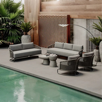 Meubles en corde au design simple et moderne, ensemble de canapés, canapé d'extérieur en aluminium, ensemble de canapés de jardin en corde pour piscine