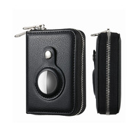 Portefeuille en fibre de carbone mince bloquant Rfid pour hommes avec poche furtive pour portefeuille en cuir Airtag avec fenêtre d'identification amovible