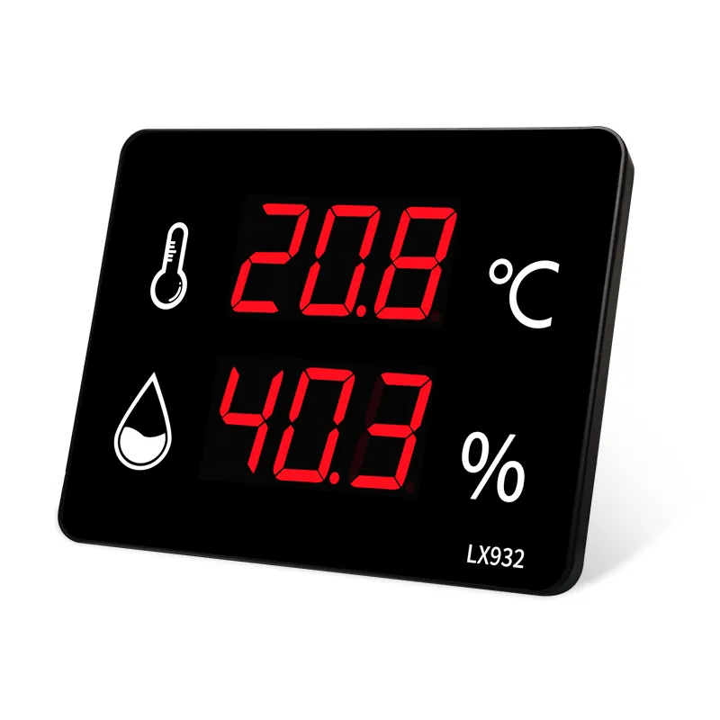 Medidor de temperatura y humedad de precisión industrial, instrumento electrónico de temperatura y humedad para interiores, instrumento de pantalla LED montado en la pared LX932