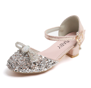 New High-heeled Pointed Toe Hollow Princess <b>Sandals</b> for Girls and Children's Performance Dress Shoes - Product Image 1