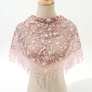 Bufanda de encaje para mujer, pañuelo triangular con borlas, pañuelos florales transparentes, chal de oración para iglesia, mantilla española, bufanda de encaje para mujer - Product Image 4