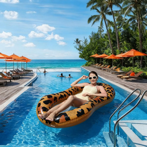 Floating Lounger Seat Mesh Adult Swimming Water Sports PVC <b>Inflatable</b> <b>Pool</b> <b>Float</b> Without Canopy Blue White Floral Pattern - Product Image 2