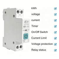 Interrupteur intelligent WiFi JIUJI 63A 1P+N avec mesure de consommation d'énergie, surveillance kWh, minuterie, disjoncteur MCB compatible TUYA pour Smartlife, contrôle de tension