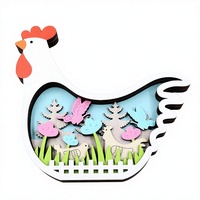 Letrero de Madera Contrachapada 3D Personalizado con Diseño de Pollo de Pascua |   Decoración de Mesa Moderna con Impresión UV Hen |   Adorno Personalizado de Animal Primaveral 2026