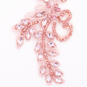 Tùy Chỉnh Màu Hồng Ăn Mặc Trang Trí Các Bản Vá Lỗi Thiết Kế Mới Tinh Tế Đính Cườm Đính Sew-On Phong Cách Với Thạch Và Hạt - Product Image 6