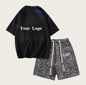 2025 verano nueva <span class=keywords><strong>marca</strong></span> <span class=keywords><strong>de</strong></span> moda <span class=keywords><strong>de</strong></span> manga corta para hombres, conjunto deportivo informal, salida <span class=keywords><strong>de</strong></span> algodón puro, camiseta sólida, nuevos conjuntos <span class=keywords><strong>de</strong></span> parejas - Product Image 2