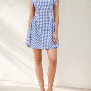 Vestido a Cuadros Bordado Nuevo y Moderno OEM, Mini Vestido sin Mangas a la Moda - Product Image 1