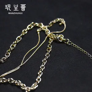 Giá Bán Buôn 14K Mạ Vàng Xếp Chồng Chains Hoop Vòng Cổ Cho Phụ Nữ