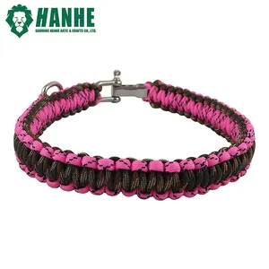 ปลอกคอสัตว์เลี้ยงสําหรับสุนัข Paracord พร้อม D Handcuckle ปรับปลอกคอสัตว์เลี้ยงสีรุ้งรีไซเคิลแบบกําหนดเองได้