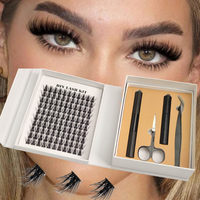 Kit d'extension de cils synthétiques faits main DIY réutilisables Manga Lashes, 120 paires, effet wispy et spiky, ensemble de cils individuels rose miroir