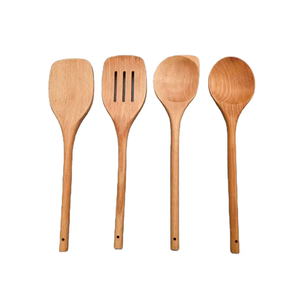 Manufacturer supply round handle wooden kitchen tools wooden cooking utensils