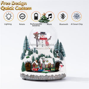 Globo di Neve con <span class=keywords><strong>Villaggio</strong></span> Natalizio, Ornamento Festivo Rotante a Sfera di Neve, Statuetta per Decorazione Natalizia da Tavolo - Product Image 2