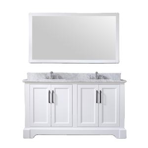 Meuble-lavabo de salle de bain de 60 pouces de fabrication vietnamienne, style transitionnel, avec comptoir en marbre blanc de Carrare - Product Image 1