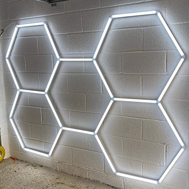 Hex Honeycomb LED Light for Car Shop Garage Bright White LED Working Lamp for Workshop Decorative Hexagonal Lighting