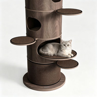 Griffoir pour chat en bois massif et sisal, gain de place, robuste, arbre à chat multi-étages pour la décoration de la maison