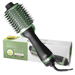 Avocado 3D <b>Power</b> Hair Dryer <b>Brush</b> 2000W Negative Ion Styler For Straightening And Curling - Product Image 1