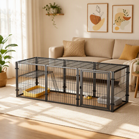 Parc pour animaux de compagnie en métal à 8 panneaux avec couvercle supérieur, plateforme, échelle, cage pour chat en fer, clôture d'exercice pour usage intérieur