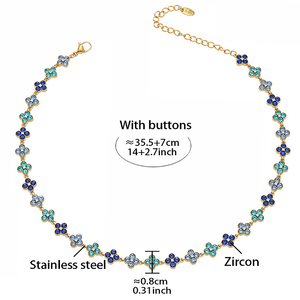 مجوهرات نسائية عصرية جديدة لعام 2026، قلادة مطلية بالذهب عيار 18 قيراط بألوان متدرجة، زركون على شكل زهرة رباعية الأوراق للحظ، سوار وخاتم وأقراط - Product Image 5