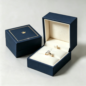 OEM Custom Luxury Hinged Lid Jewelry <b>Box</b> with Velvet Liner & Gold Foil Logo - Eco-Friendly Rigid <b>Gift</b> Packaging for Rings - Product Image 1