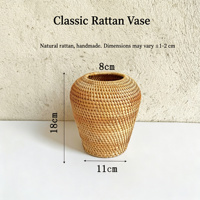 Vas Anyaman Bambu Tenun Tangan Dekorasi Rumah Gaya Rustic Boho untuk Bunga Kering Keranjang Penyimpanan Multifungsi di Atas Meja