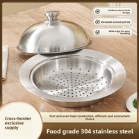ZHONGZHI Chaozhou 304 Edelstahl Lebensmittelechter Breitrandiger Multifunktionaler Eleganter Dampfgarer mit Deckel und Dampfschale für den Haushalt