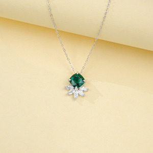 Collar de Plata 925 con Colgante Floral de Halo de Circonitas Marquise y Corte Cojín, Cadena de Eslabones para Mujer, Regalo de Boda - Product Image 5