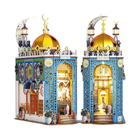 Kit de Bricolaje para Rincón de Lectura con Diseño de Mezquita, Rompecabezas 3D de Madera con Luz LED, Decoración de Librería con Temática de Edificios, Regalos para el Hogar y Ramadán